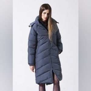 Brooklyn industries long puffer coat gray xs